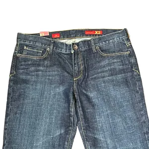 Express E2 Eva Full Leg Flared Jeans Size 31 Mid-Rise Stretch‎ Dark Wash Denim thumbnail 2