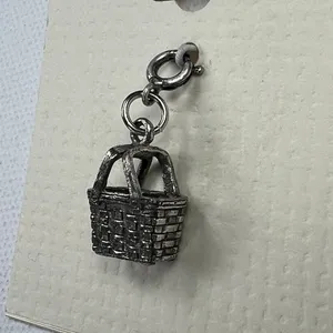 Longaberger Basket Large Market Basket Charm Antiqued Silver Tone NEW thumbnail 3
