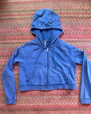 Sweaty Betty Indigo BLUE ZIP UP CROP Hoodie thumbnail 1