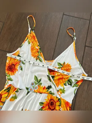 Sunflower White Sundress Weaczzy- Floral Wrap Dress sz L Picnic Wedding Guest thumbnail 3