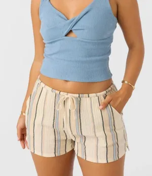O'Neill Women's Brenda Stripe Shorts in Tapioca size XL NWT thumbnail 1