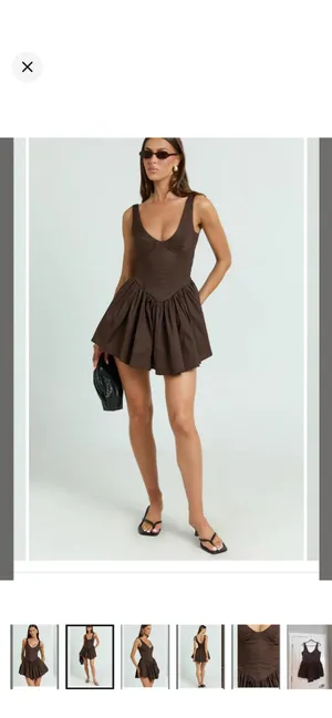 New Showpo Ashlyn Mini Dress in Chocolate Brown Size 12 L thumbnail 3