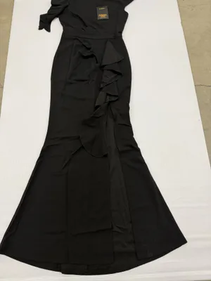 WOOSEA Womens Black High Split Ruffle Bodycon Evening Gown Dress Size S NWT thumbnail 3