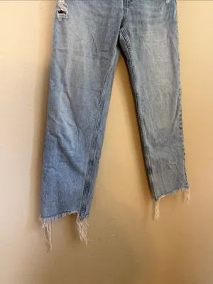 nuuds‎ Distressed Button Fly Raw Frayed Hem Straight Cotton Jeans Size 27 thumbnail 5