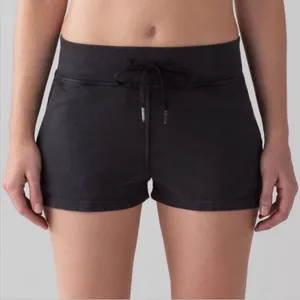 Lululemon Loop Back Acid Rubber Dye Black 2” Shorts Size 4 thumbnail 1