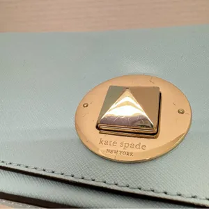 Kate Spade Mint Green Leather Square Clutch Handbag Purse Silver Hardware thumbnail 6
