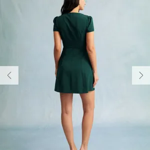 RIOHAS The Dark Green V Neck Button-up Shirt Mini Dress thumbnail 6