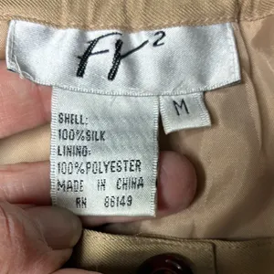 FT2 Tan 100% Silk Pleated Trousers High Rise Straight Leg Pants M thumbnail 4