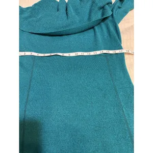 Athleta Teal Sweater Dress 2X Cowl Neck Tunic Organic Cotton Wool Pockets thumbnail 11