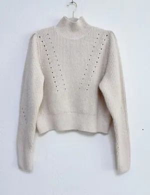 Women's H&M Cream Turtleneck Sweater Size S Ribbed Knit thumbnail 1