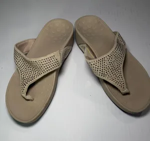 Vionic Tan Rhinestone Thong Sandals thumbnail 1