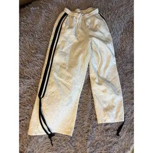 Refuge Heather Gray Lace Trim Side Stripe Sweatpants‎ Ribbon Tie Leg Medium thumbnail 5