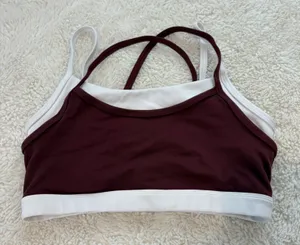 Women Burgundy Double Lined Sports Bra XS Yoga Pilates Sports College Athleisure thumbnail 1