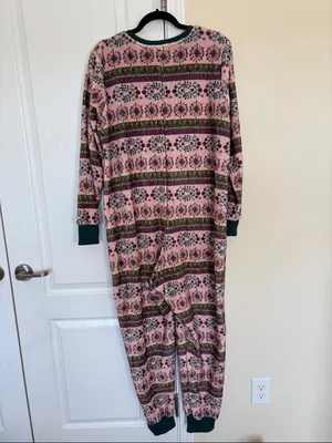 Natural Life Fleece Onesie Pajamas Loungewear Jumpsuit Fair Isle Size Small thumbnail 6