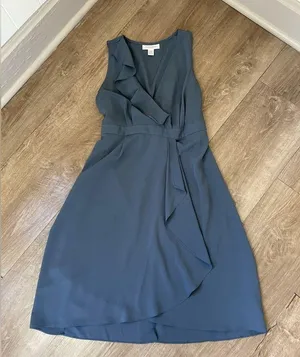 Motherhood Maternity Blue Sleeveless Faux Wrap Dress ~ Ruffle Detail ~ Size S thumbnail 3