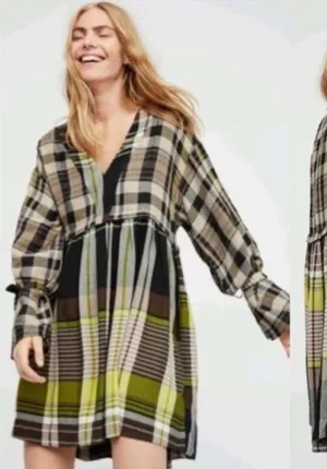 Free people‎ falling stars plaid mini dress thumbnail 1