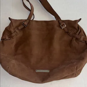 Mandarina Duck Brown Suede Shoulder Bag Zip Closure Preloved Very Clean Inside thumbnail 2