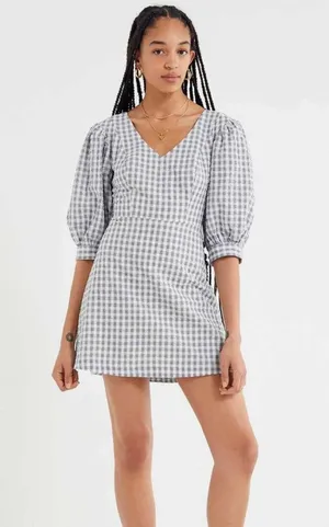 Urban Outfitters Gingham Half Puff Sleeve Dress thumbnail 1