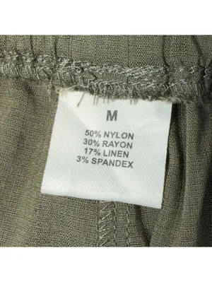 Women’s Olive Green Linen Blend Wide Leg Pull On Pants Medium 29x28 thumbnail 6
