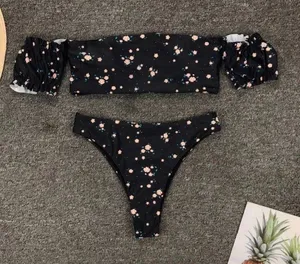 Boutique black floral off shoulder bikini thumbnail 4