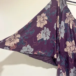 Free People Glenside Floral Peasant Open Back Blouse in Purple Size Medium thumbnail 4
