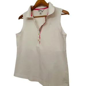 Lilly Pulitzer Womens Sleeveless Pima Cotton Polo Shirt White L Tennis Golf‎ Vtg thumbnail 3