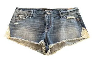 Hollister Lowrise Short Short Sz 15/32 Crochet Trim Fringe Hem 100% Cotton NWT thumbnail 1