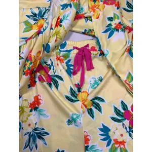 Cuddl Duds Pajama Set Womens XXL Yellow Floral Tank Top Shorts Drawstring NWT thumbnail 2