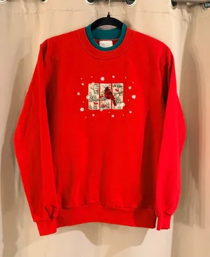 Top Stitch Crewneck Sweater with Cardinals thumbnail 1