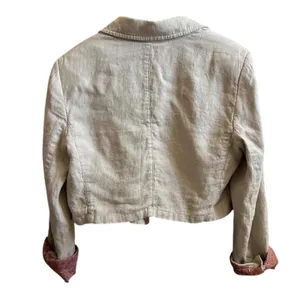 Free People Beige Cropped Blazer Jacket, Paisley Rollable Cuffs, Size 10 thumbnail 6