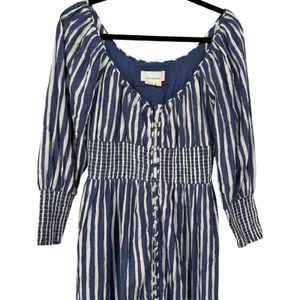 NWT Anthropologie Long Sleeve Sweetheart Midi Dress Blue Striped Size Small Boho thumbnail 10