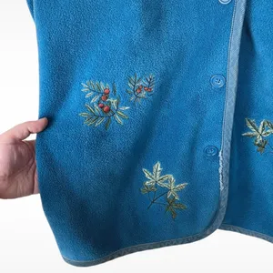 Vintage Cherokee Womens Size Large Embroidered Christmas Cottagecore Jacket Blue thumbnail 3
