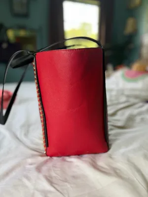 Red Black and Gold Studded Michael Kors Purse. Large. thumbnail 7