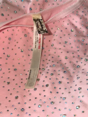 NWOT FREE PEOPLE Night Sky Long Sleeve Top Rhinestone Light Pink XS/S Bedazzled thumbnail 3