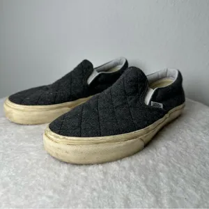 Vans Classic Gray Quilted Slip-On Loafers Canvas Unisex Men’s 5.0 Or Women’s 6.5 thumbnail 3