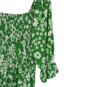 Sugar‎ + Lips Green Floral Smocked Midi Dress Small Cottagecore Boho Romantic thumbnail 5
