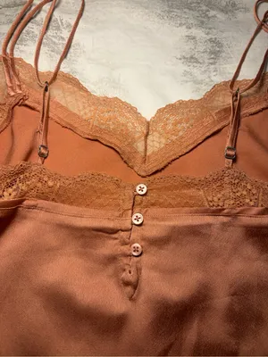 Abercrombie & Fitch Lace-Trim Cami in Terracotta thumbnail 7