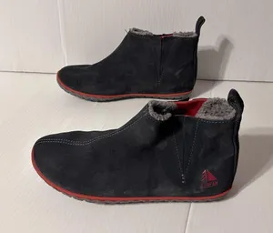 L.L. Bean suede gray lined pull-on ankle boots women size 8 M thumbnail 2