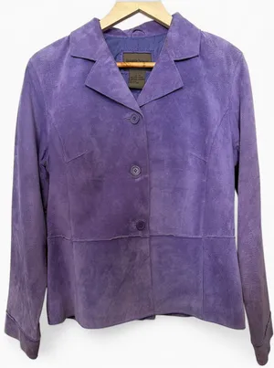 Vintage Brandon Thomas Purple Suede Leather Jacket Womens Medium VTG Blazer thumbnail 1