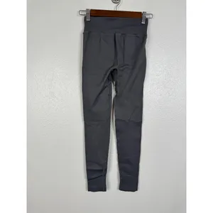 OQQ Women Ribbed Crossover High Waist Yoga Leggings Charcoal Gray Small thumbnail 2