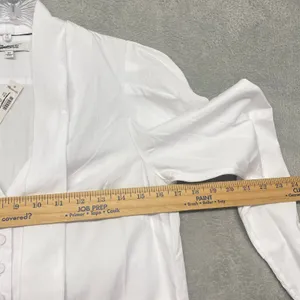 Madewell Top Womens XS White V Neck Puff Sleeve Blouse Tie Button‎ Cotton NY535 thumbnail 7