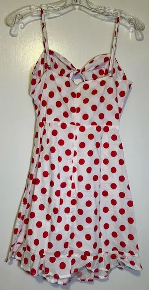 NWT Wild Honey polka dot cutout mini dress white and red size M thumbnail 2