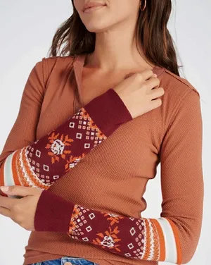 Free People Boho Long Sleeve Mikah Layering Sweater Autumn Combo Small NWT thumbnail 1