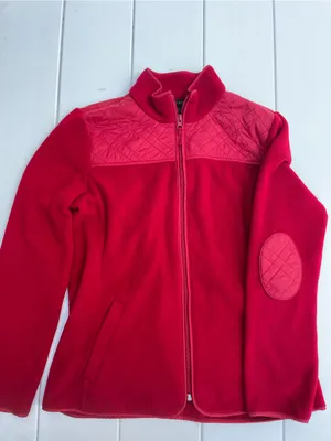 Talbots Red Solid Polar Fleece Zip Up Jacket, Fall Red, Size M thumbnail 2