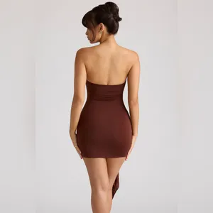 Oh Polly Natalya Bandeau Mini Dress in Chocolate Brown Size 4 New with tag thumbnail 5