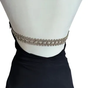 Cache Vintage Y2K Black Backless Formal Dress Rhinestone Halter Gown Prom Hoco thumbnail 3