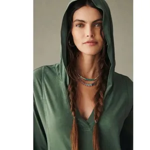 Anthropologie Daily Practice Green Hooded Maxi Dress Sz.XS thumbnail 2
