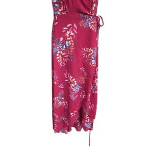Lulus Amal Floral Wrap Maxi Dress M Burgundy V-Neck Hi-Low Summer Party Wedding thumbnail 11