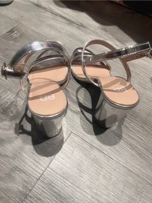 bp Metallic Silver Open-Toe Strappy Heels for Women thumbnail 2