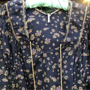 Free People Floral print Cotton Top Blouse M thumbnail 2